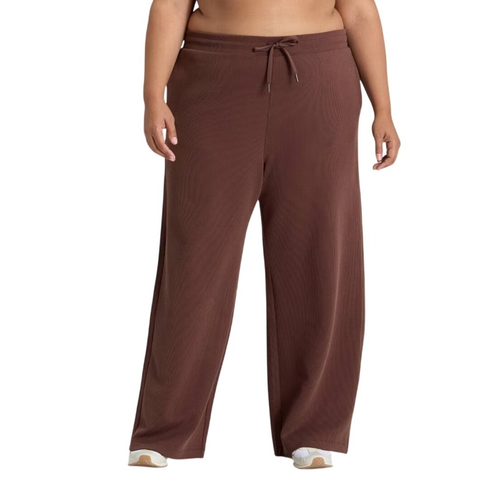 All in Motion Women's Brown Airy Sleek Ribbed Wide Leg Pants Size XXL